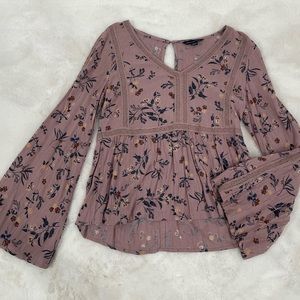 American Eagle pink floral tunic top size XS